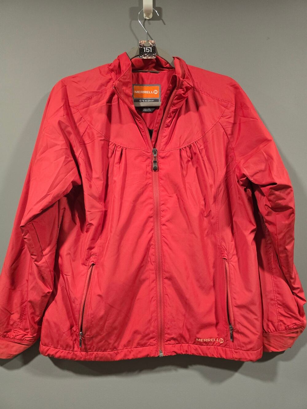 Merrell Women's Rain Jacket Coat Full Zip Medium Wind Water Resistant EUC B5